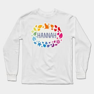 Hannah name with colorful leaves Long Sleeve T-Shirt